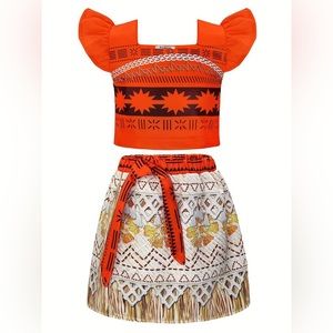 Girls Moana Ruffle Shirt & Skirt Set